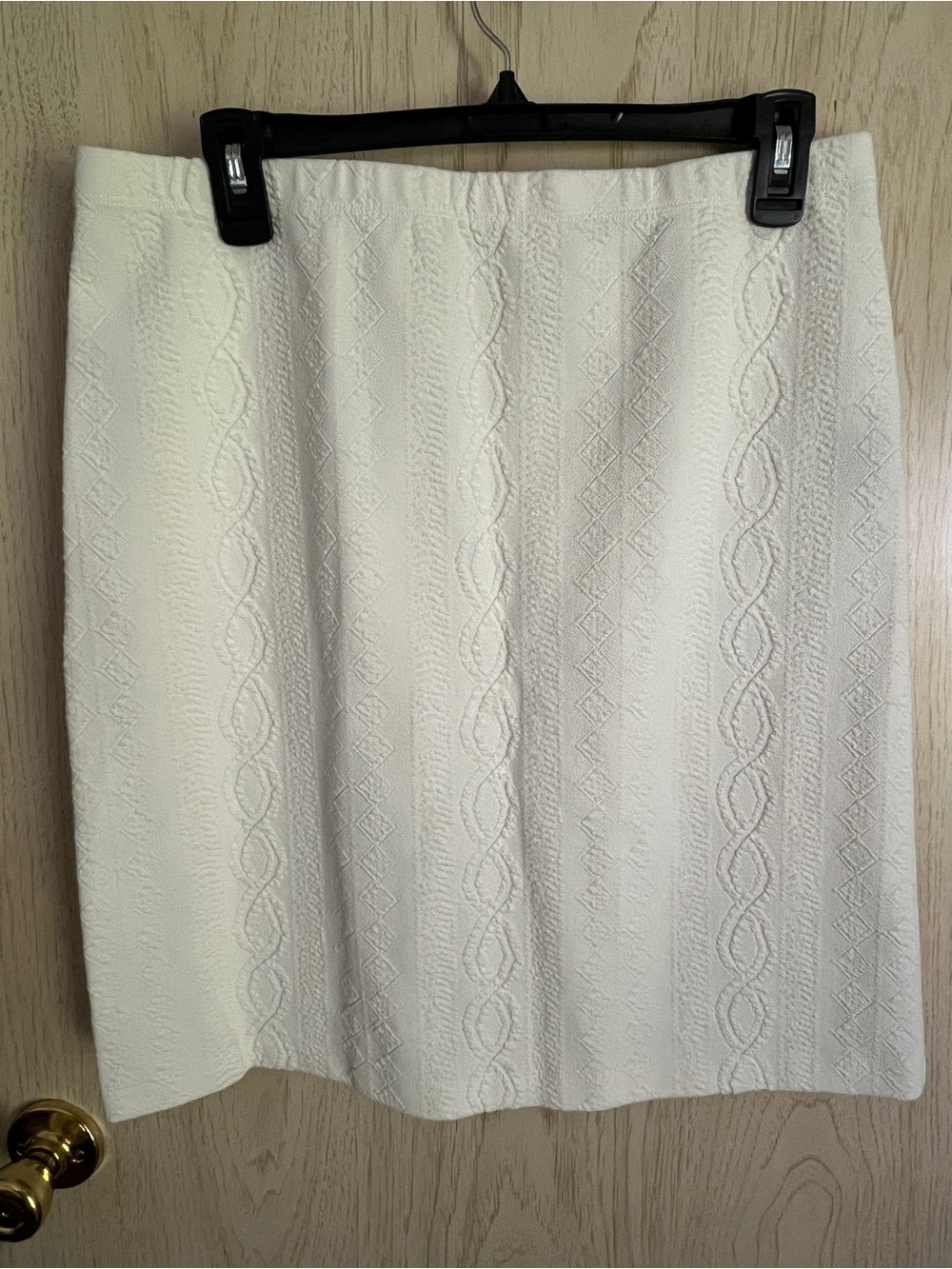 J. McLaughlin Textured Cable Knit Off White Pencil Skirt Sz Large